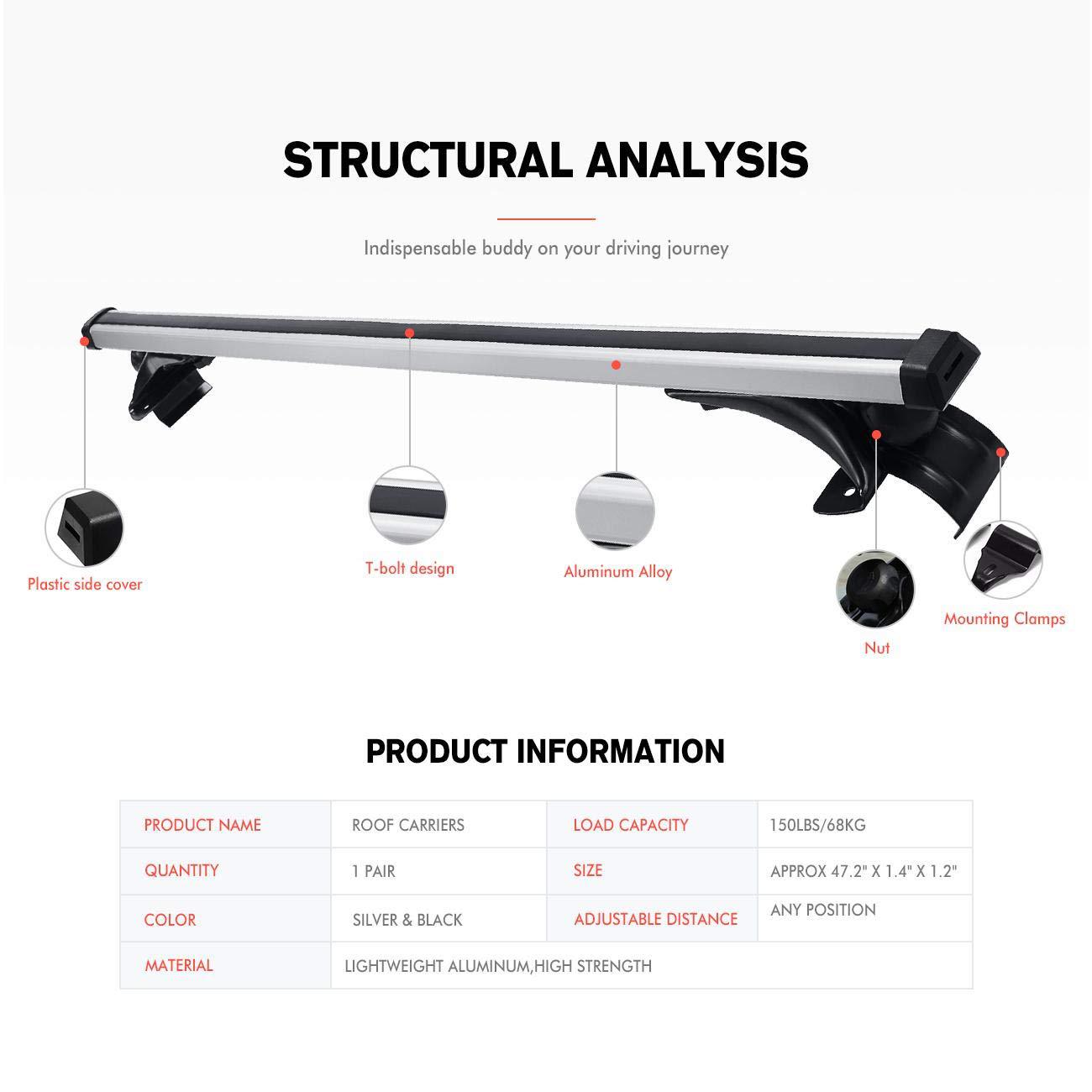 Universal Car Roof Crossbar, Aluminum Alloy Silent Luggage Rack, Adjustable Bracket Wholesale from Manufacturer