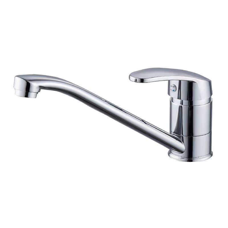 Grifos de cocina de aleación de cobre para lavabos de verduras Grifos de ingeniería transfronteriza Grifos de cocina giratorios de cuello largo Grifos de agua caliente y fría