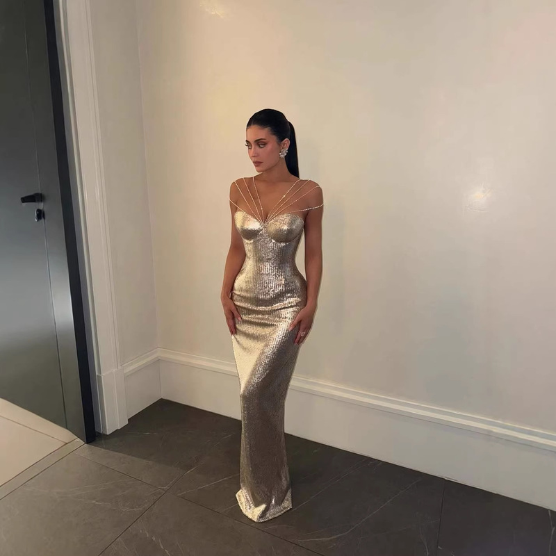 2026 Summer New European and American Fashion Sexy Sequin Long Dress Women's Elegant Workwear Dress