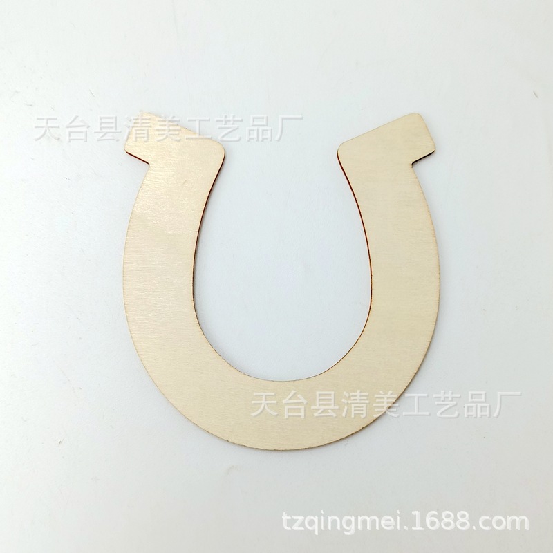 Cuatro tipos de registro herradura madera hueco chips DIY tallado colgante artesanía personalizada 24 unidades un paquete