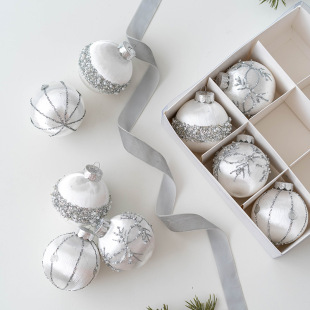 Cross-Border New Product Christmas Tree Decoration Ball High-End Christmas Ball Set Gift Box 6/8cm Pull Ball Lantern Ball