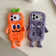 Cute Plush Cartoon Phone Case 适用苹果17ProMax毛绒萝卜茄子表