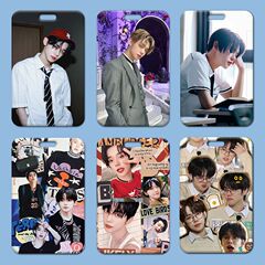 Cuiranjun card holder bulk plastic sliding cover student school meal card ID badge lanyard small card work ID card holder access control bus card