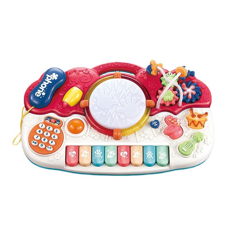 Bilingüe educativo multi-funcional instrumento musical mano tambor electrónico órgano de la educación temprana cuerda instrumento musical juguete de los niños