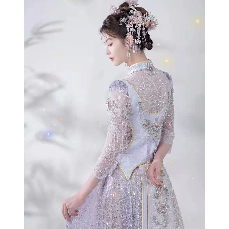 秀禾服新娘小个子结婚嫁衣中式婚礼敬酒服龙凤褂出阁服秀和薄款|undefined