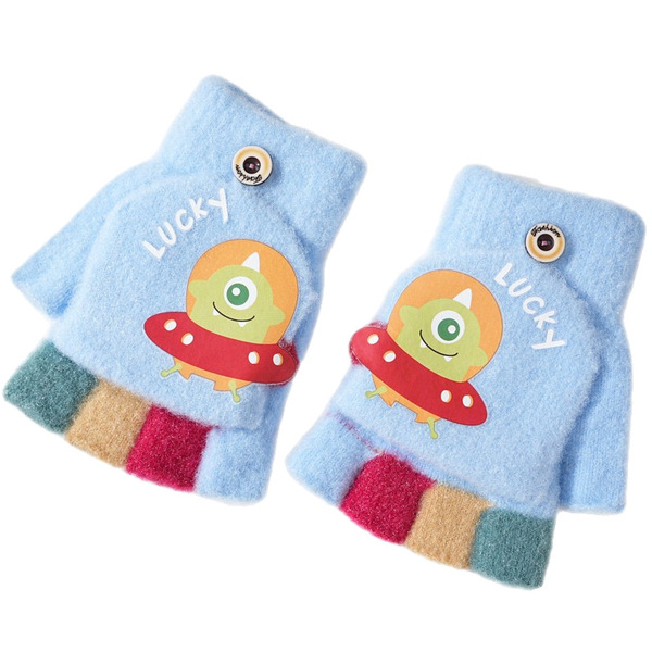 Children's cartoon keep warm cute winter knitted gloves for boys