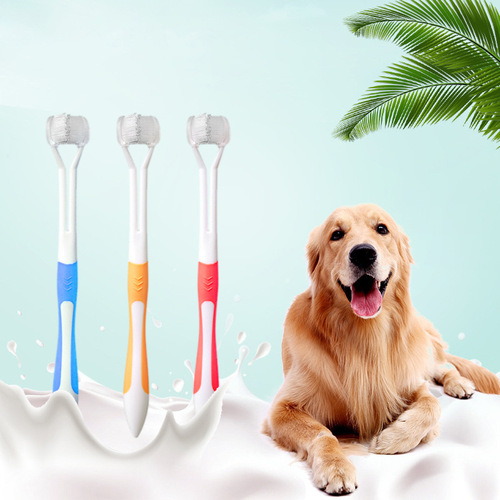 sloppup pet toothbrush double-headed toothbrush three-headed toothbrush finger set toothbrush cat dog pet supplies
