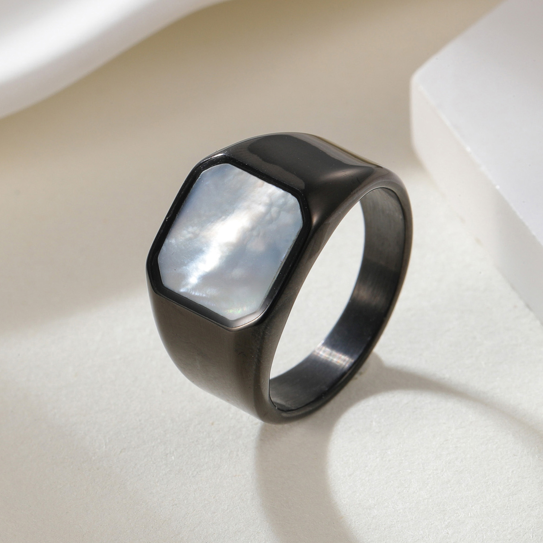 Holiday Occasion Hip-Hop Vintage Style Solid Color Titanium Steel Plating Men's Rings Men Signet Rings