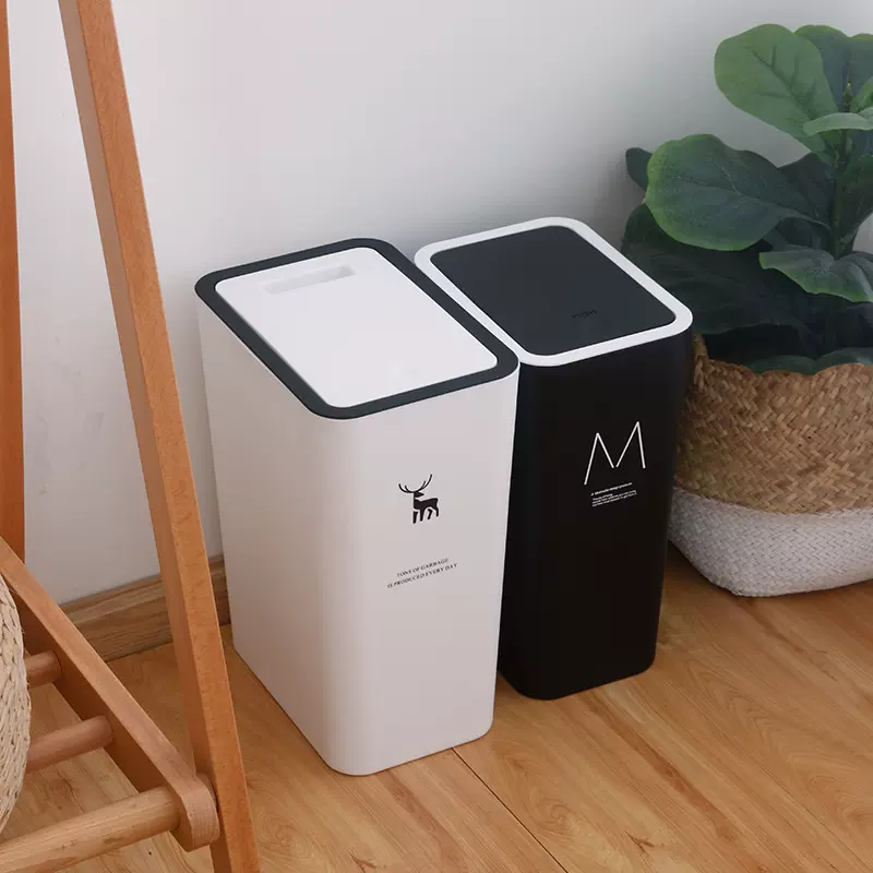 垃圾桶家用高级感按压弹盖款垃圾桶厨房卫生间大号垃圾桶防臭厕所