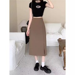 大きいサイズの太ったmmのスーツの半身のスカートの女性の夏の新型のデザイン感の小さい大衆はやせています。