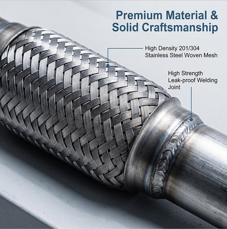 Manufacturer of welded exhaust hoses, wholesale of universal exhaust bellows, exhaust pipe cushioning tube