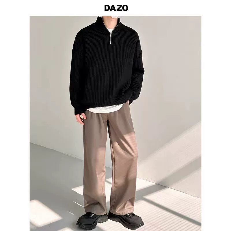 Демисезонный свитшот (DAZO) с длинными рукавами и полузастёжкой-молнией, свободный крой, повседневный