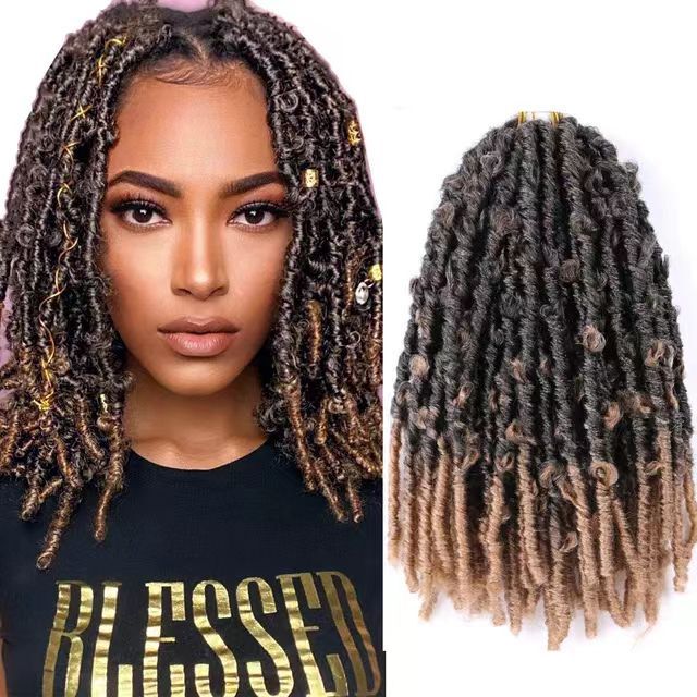 Foreign trade African Crochet chemical fiber wig Butterfly Locs Crochet Hair Butterfly curved wig