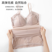 大连工厂现货黑绷带春秋透气蕾丝网纱大码聚拢胸罩免穿文胸塑身背