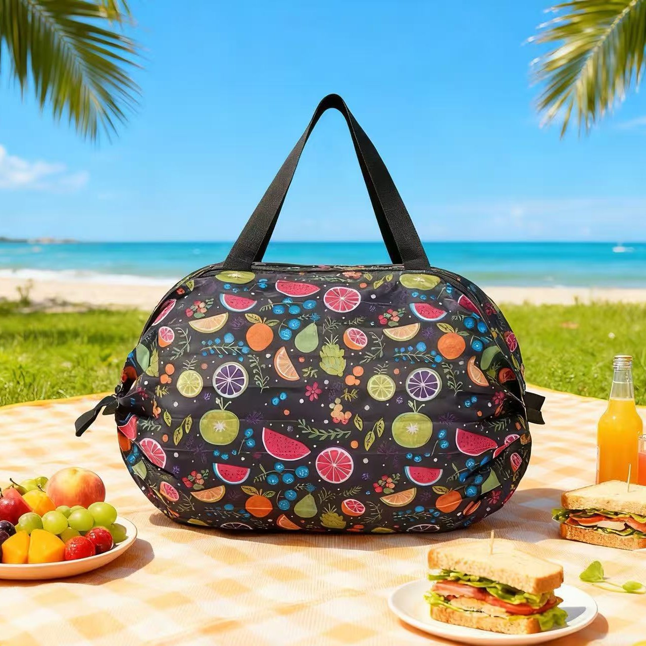 다채로운 과일 접이식 아코디언 가방 50*35CM