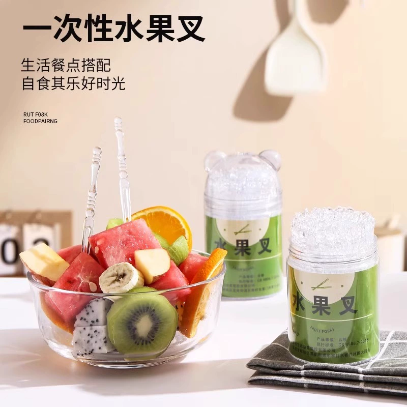 Вилка для фруктов, одноразовая пищевая портативная пластиковая вилка для торта, бытовая высококачественная детская безопасная вилка для фруктов