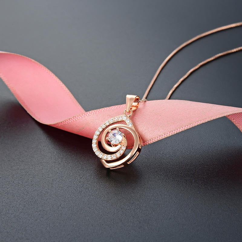 Corea del Sur moda simple elegante clavícula cadena collar accesorios s925 plata esterlina simple viento-Giro en forma de vórtice ZIRCON colgante para mujeres