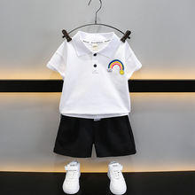 男童夏装套装2024中小童Polo短袖短裤两件套儿童休闲洋气外贸童装