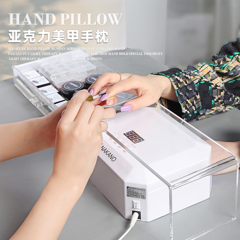 Red Sol Rojo manicura mano almohada ruso acrílico Luz de lujo transparente avanzada mano cojín taburete herramienta especial traje