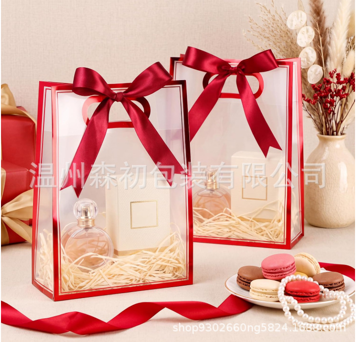 PP bolsa de regalo transparente dama de honor de boda bolsa de mano simple de Navidad regalo de cumpleaños bolsa de regalo de PVC image 23
