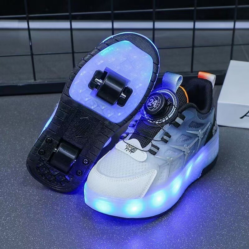 2025 Heelys Shoes Boys Two-Wheel Charging Colorful Light Roller Skates Trendyy Girls Button Wheel Shoes Casual Sports