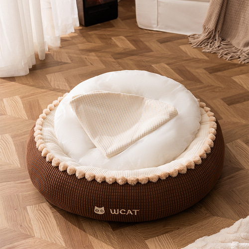 【90% Off Pre-sale】Cat House Autumn and Winter Open Style Round Cat Bed Thick Warm Dog Pet Mat
