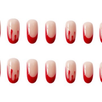 Ventas transfronterizas en caliente de polvo de uñas rojas y blancas, parches de uñas exquisitos con un temperamento elegante y elegante para usar uñas