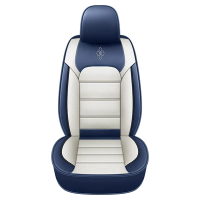 Summer Leather Car Seat Cushion, All-Season – Seat cushion, seat cover - blue-and-white-front-row-single-seat