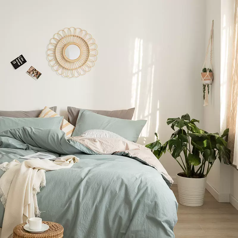 Скандинавские простые однотонные четыре предмета в японском стиле, хлопковое пододеяльник для отеля, проживание в семье, 1,5 м, 1,8 м