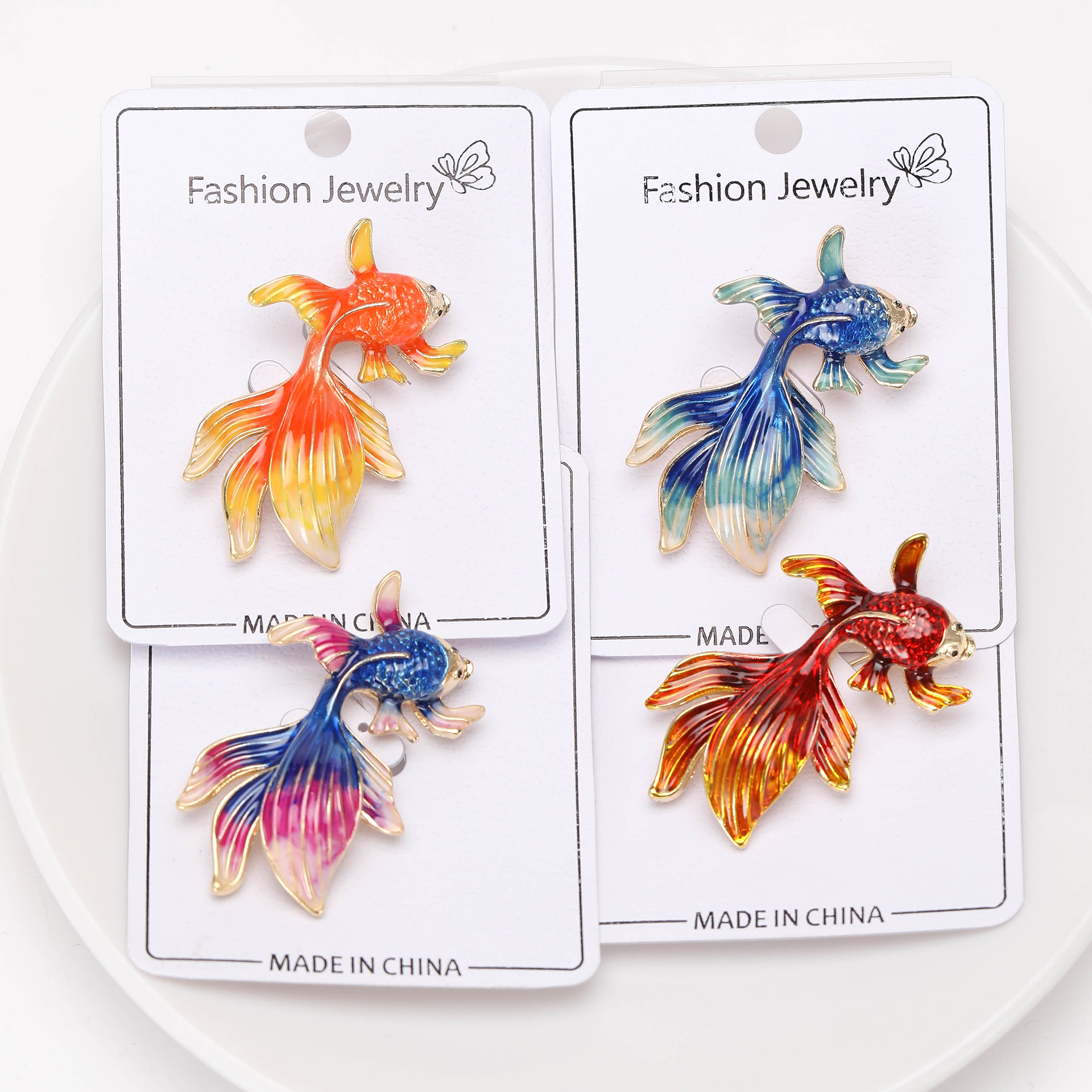 15g Weight Brooches Classification Banquet Occasion Alloy Material Goldfish Pattern All Seasons Season Women's Gender Enamel Design Chinoiserie Style Chinoiserie Pin Goldfish Alloy Enamel Women's Brooches 无