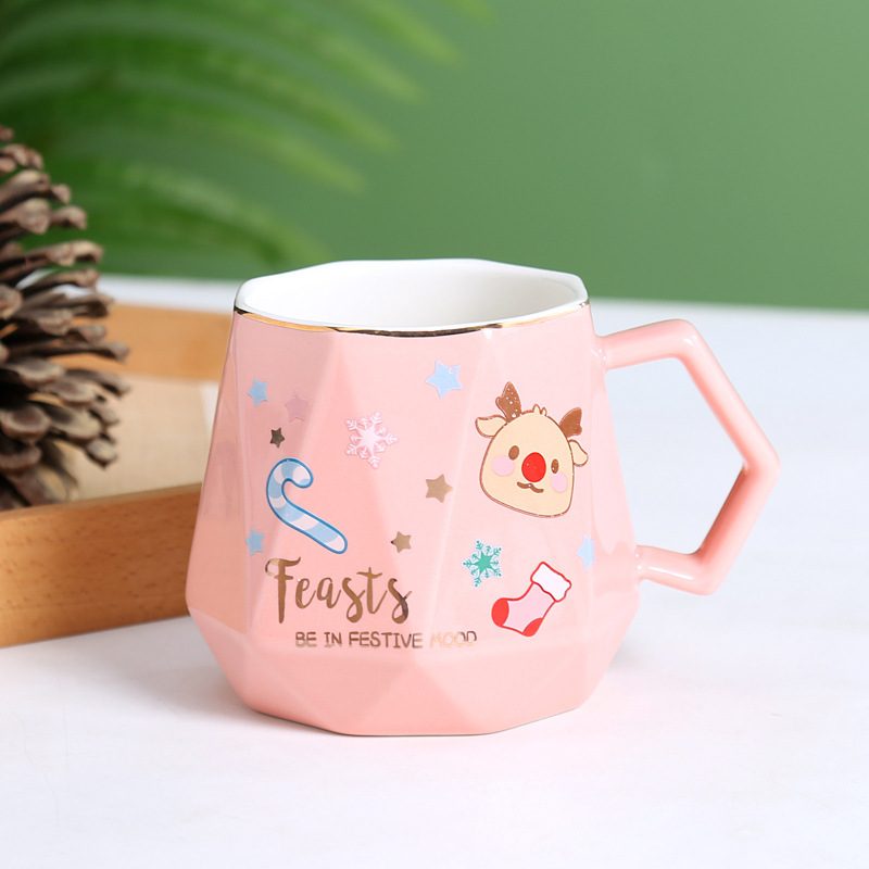 卸売りのクリスマスのギフトボックスのセットの陶磁器の杯の蓋のスプーンの漫画のマグカップのコップの贈り物のお土産|undefined