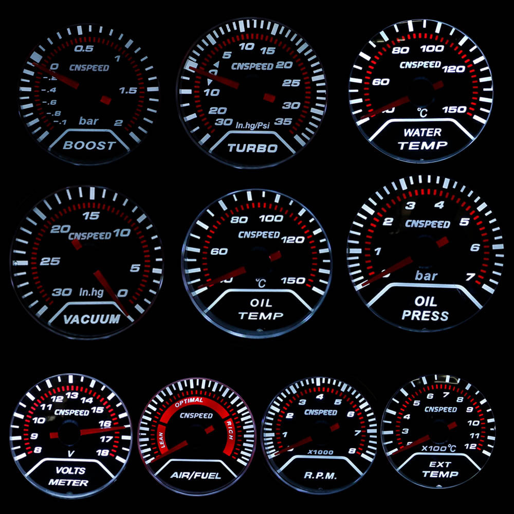 2" Boost Gauge Psi Exhaust Temperature Water Temperature Oil Temperature Air Fuel Pressure Voltmeter