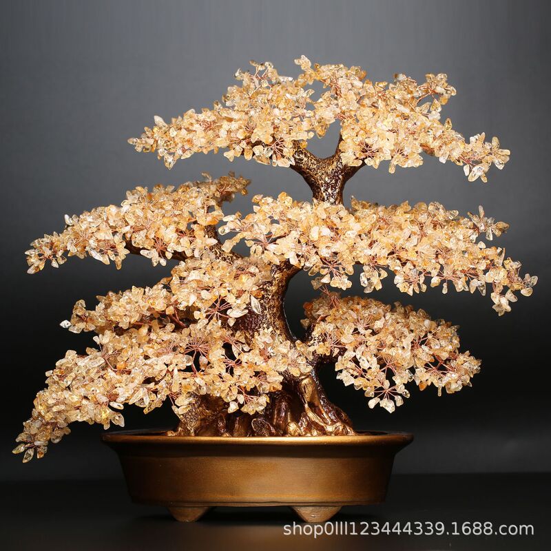 Natural Crystal Tree Citrine Ornaments for Home Living Room Entrance Company Fortune-Attracting Money-Making Housewarming Opening Gifts