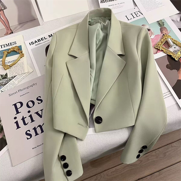 Autumn short white classic suit jacket