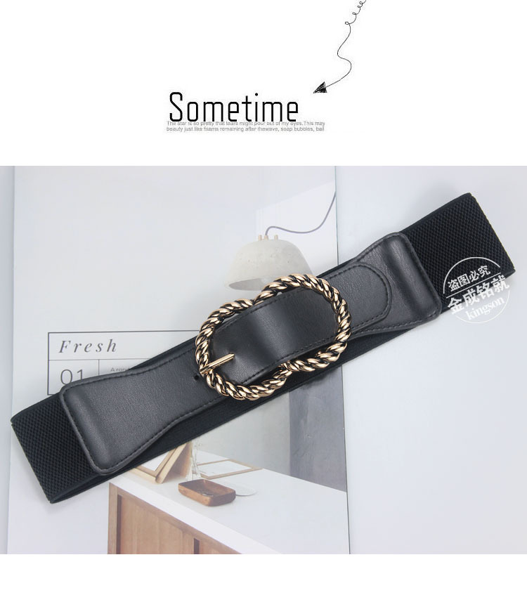Basic Style Black Color Black Belt Retro Pin Buckle Belt Elastic Waistband Wholesale
