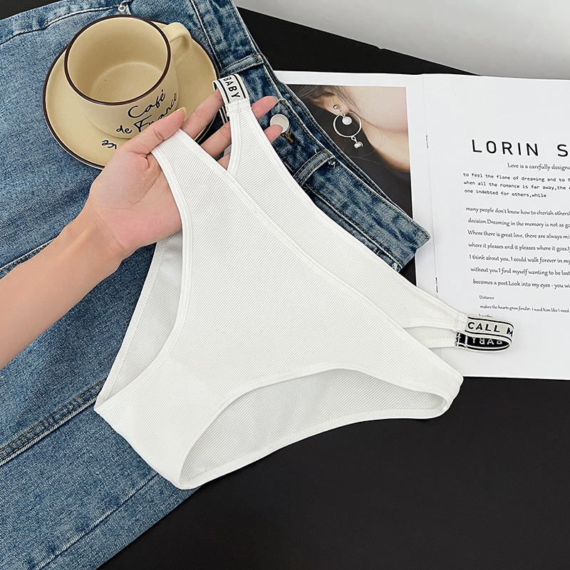 8359 American-style sexy simple threaded cotton women's sports style girl's mid-waist underwear seamless thong