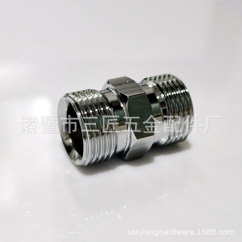 加工镀铬黄铜接头 铜镀铬外丝连接头 外丝对丝双向螺纹接头