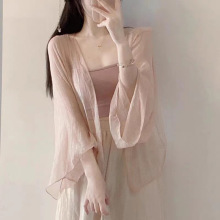 新中式复古轻薄雪纺防晒衣女夏天外搭开衫薄外套短款透气罩衫外搭