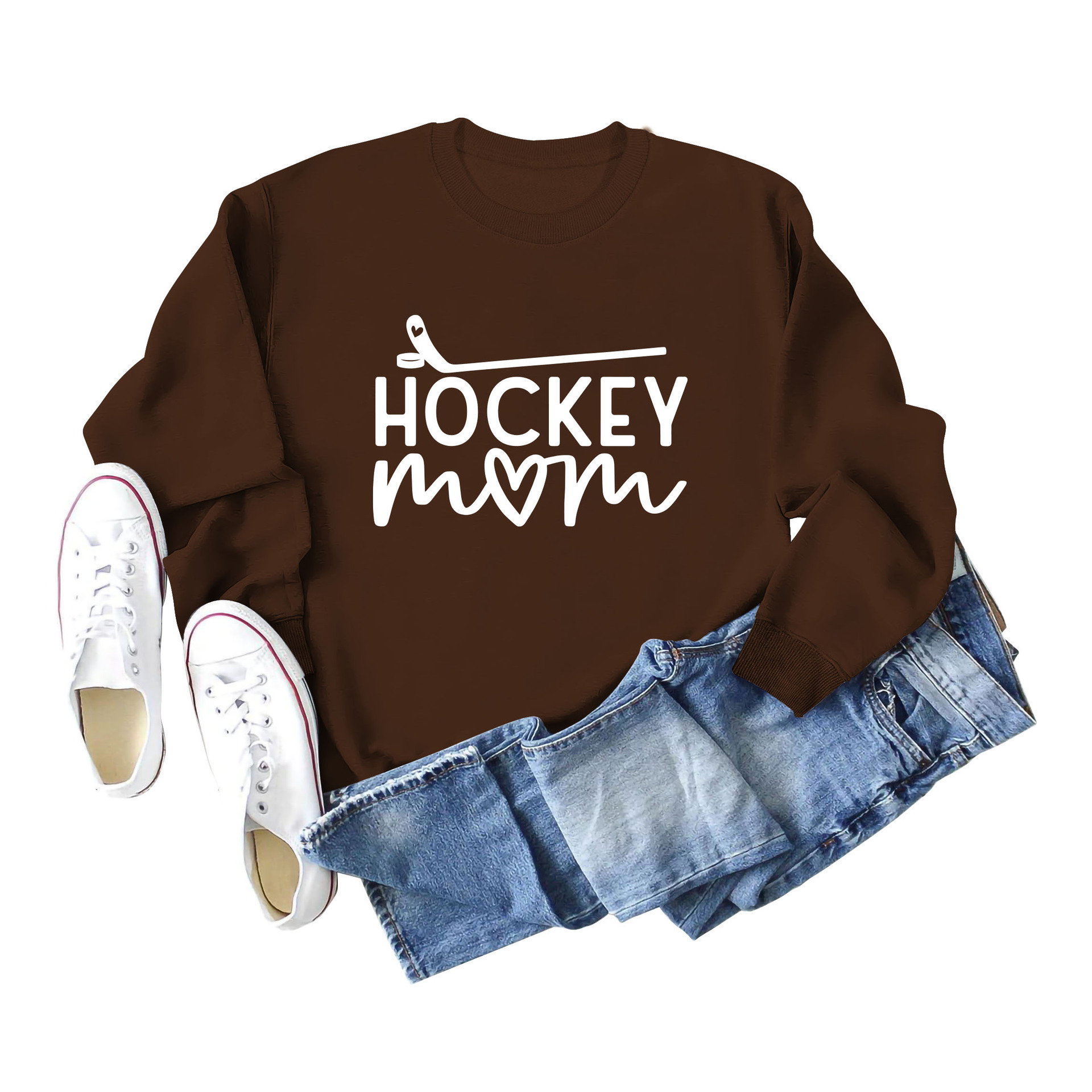 Amazon deseo transfronterizo de las mujeres europeas y americanas talla grande Nueva carta hockey Otoño e Invierno suéter de manga larga en stock al por mayor