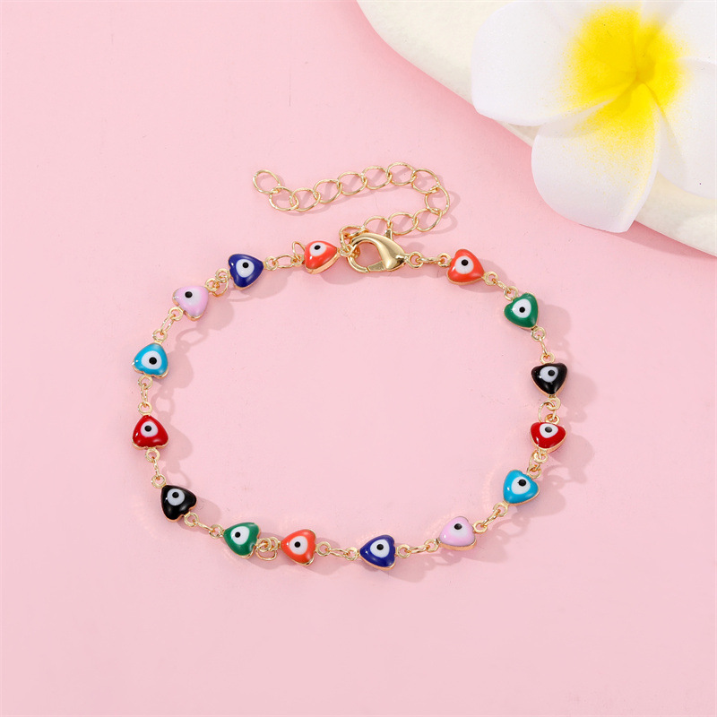 Corazón Retro Ojos De Demonio Ojos De Color Pulsera Collar display picture 3