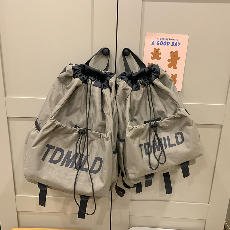 Outdoor Sports Lightweight Drawstring Backpack Men's and Women's Bags Mountaineering Bag College Students Class Large Capacity Schoolbag