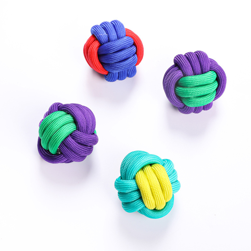 Color a juego polipropileno tejido bola perro juguete molar resistente a la mordedura oso de peluche nudo juguete pequeño perro mordedura cuerda