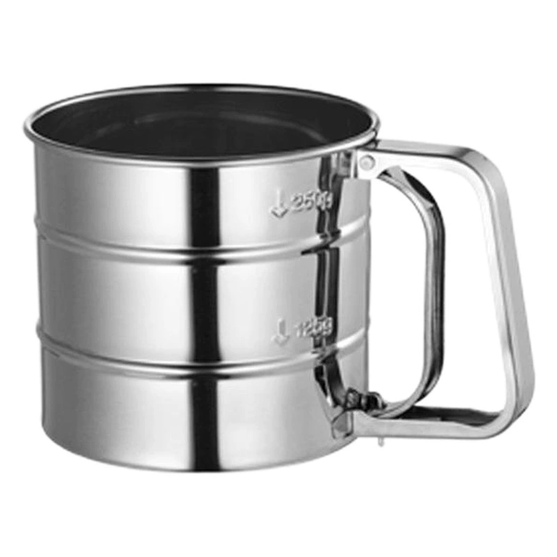 В наличии у производителя: сито для муки из нержавеющей стали, 24-ячеечное, полуавтоматическое, ручное, с фильтрующим стаканом, для сахара, порошков, инструмент для выпечки.