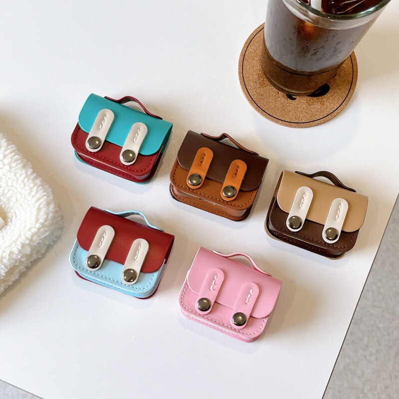 Leather Colorblock Backpack for airpods4 Apple Bluetooth Wireless 1/2/3 Generation Pro2 Headset Women's Simple