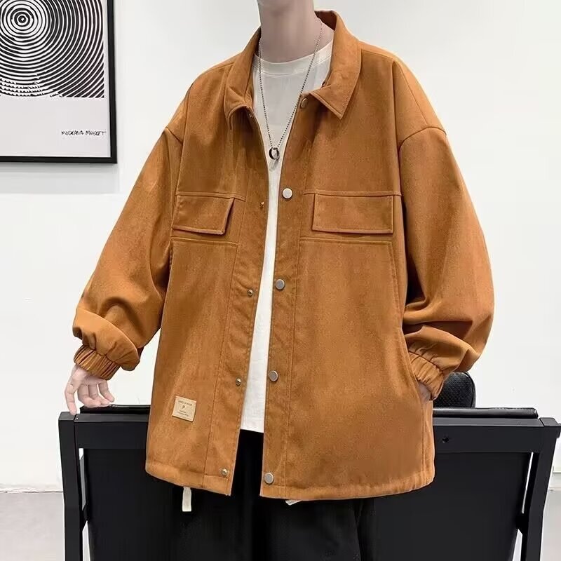 Men's American-Style Spring and Autumn 2025 New Loose-Fitting Lapel Versatile Casual Baseball Jacket for Teenagers