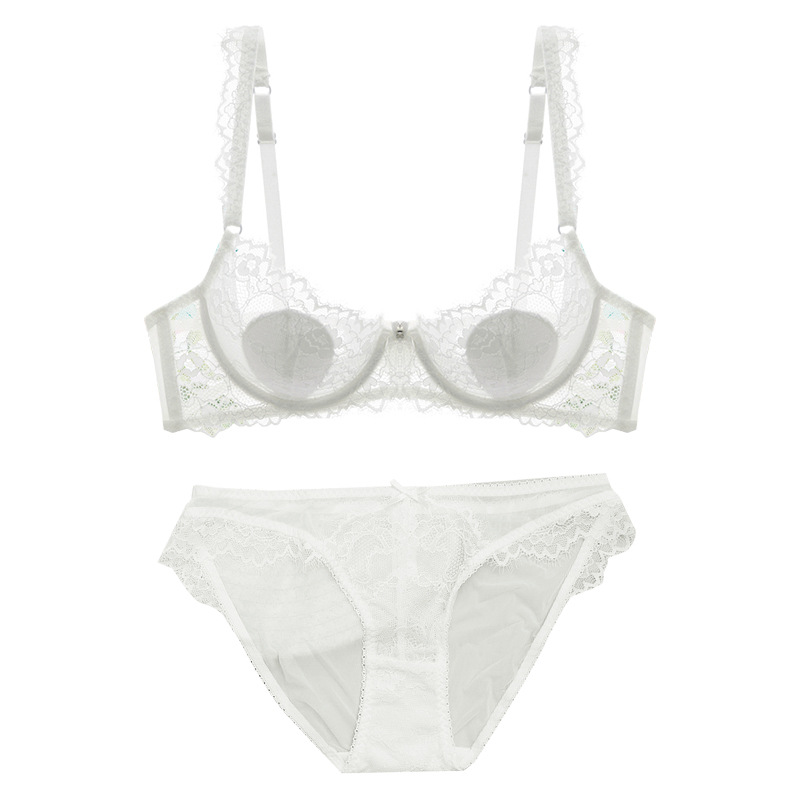 Traje de sujetador de Orejas de conejo de encaje sexy sujetador de anillo de acero para mujeres transpirable pecho grande ropa interior pequeña anti-punto de rocío