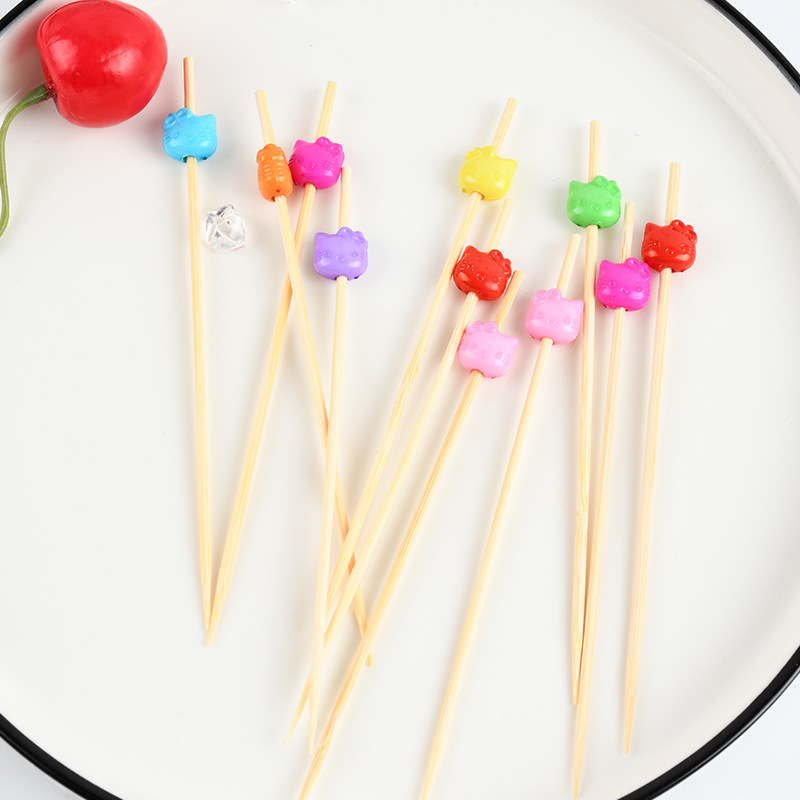 Animal encantador tenedor desechable al por mayor frutas pastillas de frutas pastillas de dientes artísticas string calabaza bambú bambú