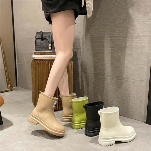 Cross-border new internet celebrity rain boots Martin boots women's outdoor waterproof shoes mid-tube kitchen work rubber shoes rain boots overshoes