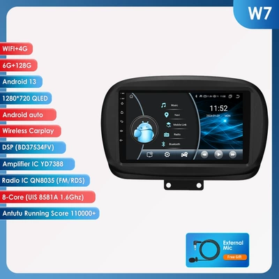 DVD Navigation, for 14-20 Fiat 500X - 6128g-wifi4g-lte-version-8581a-carplay-eight-core-9inch-suitable-for-14-20-fiat-500x