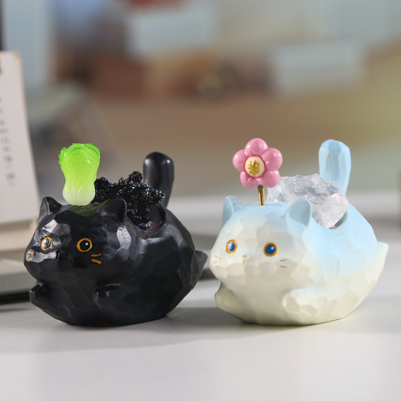猫猫能量PAI水晶盲盒 可爱小动物桌面摆件盲盒创意设计树脂工艺品|undefined